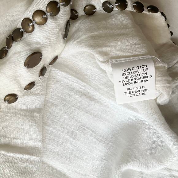 NY Collection Women’s Sleeveless Halter Beaded Summer Blouse size S, White - Picture 6 of 7